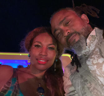 Adora Aiza with Caribbean singer Marcel Montana at live event Adora Aiza and Marcel Montana